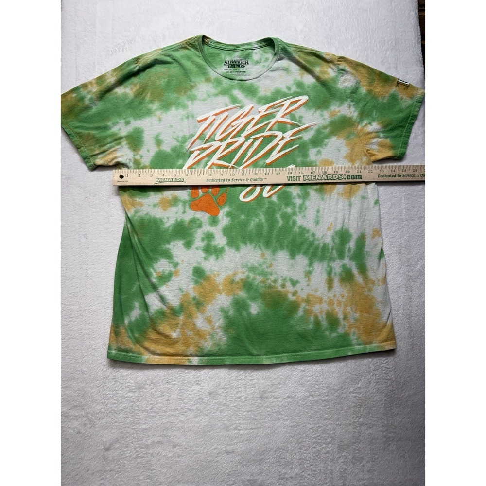 Stranger Things Shirt 3X Tiger Pride '86 Green Tie Dye Cotton Tee